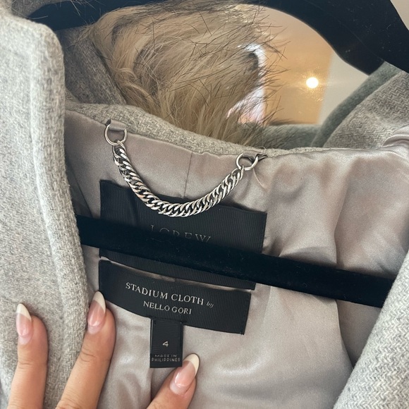 J Crew Statiun Cloth Gray Hooded Women's Coat Italian Wool - Picture 8 of 12